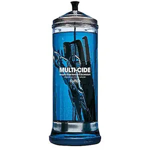 ForPro Multi-Cide Tall Glass Jar, for All Hairstyling Tools Including Brushes, Combs & Shears, 37 oz