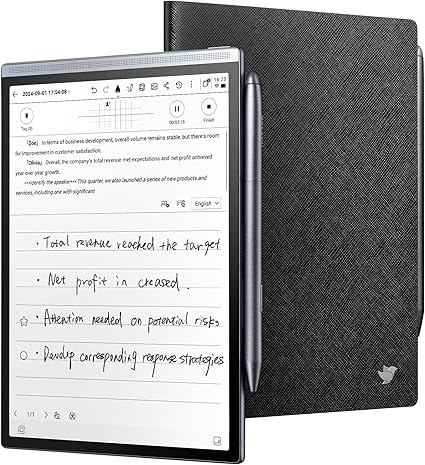 AINOTE Air 2 Bundle - Black Folio Case, 8.2-inch AI Note-Taking Tablet Writing Paper Tablets, Digital Notebook with Pen, Voice-to-Text Transcription, Multi-Languages Chatgpt Support